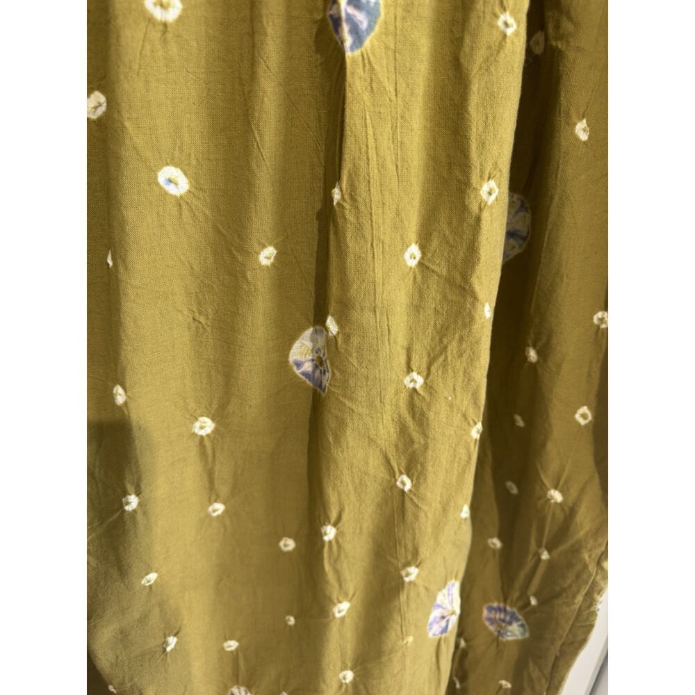 Olive Maxi Cotton hand print Tie Dye Dress Bohemian Beach Peasant EmpireFits 2XL - Picture 9 of 9